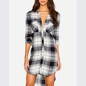 Anthropologie Bella Dahl Flannel Shirt Dress Plaid Longsleeve Button Up
